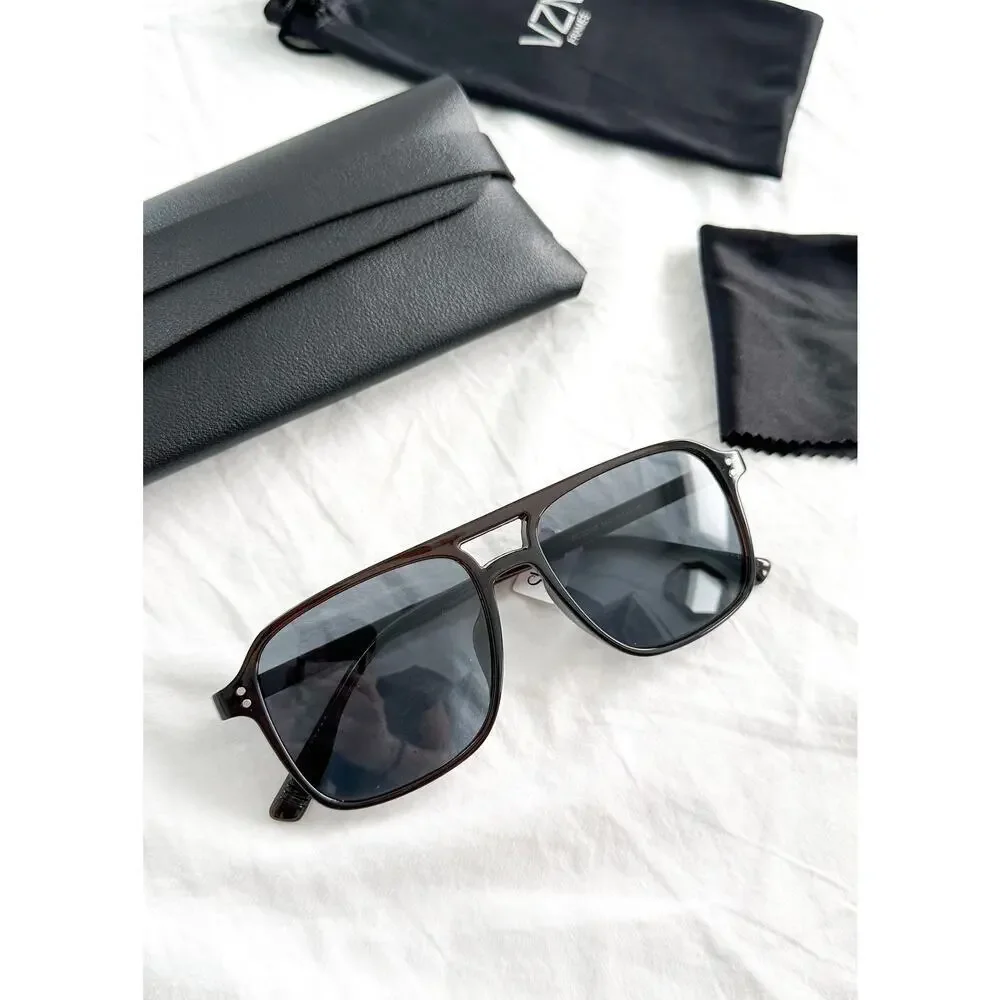 NEW VZN Frames St Barts | Hogany Square Aviator Sunglasses - Picture 1 of 9